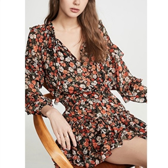 MISA Los Angeles Rizou Floral Print Mini Dress in Safari Floral - Picture 1 of 15